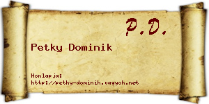 Petky Dominik névjegykártya